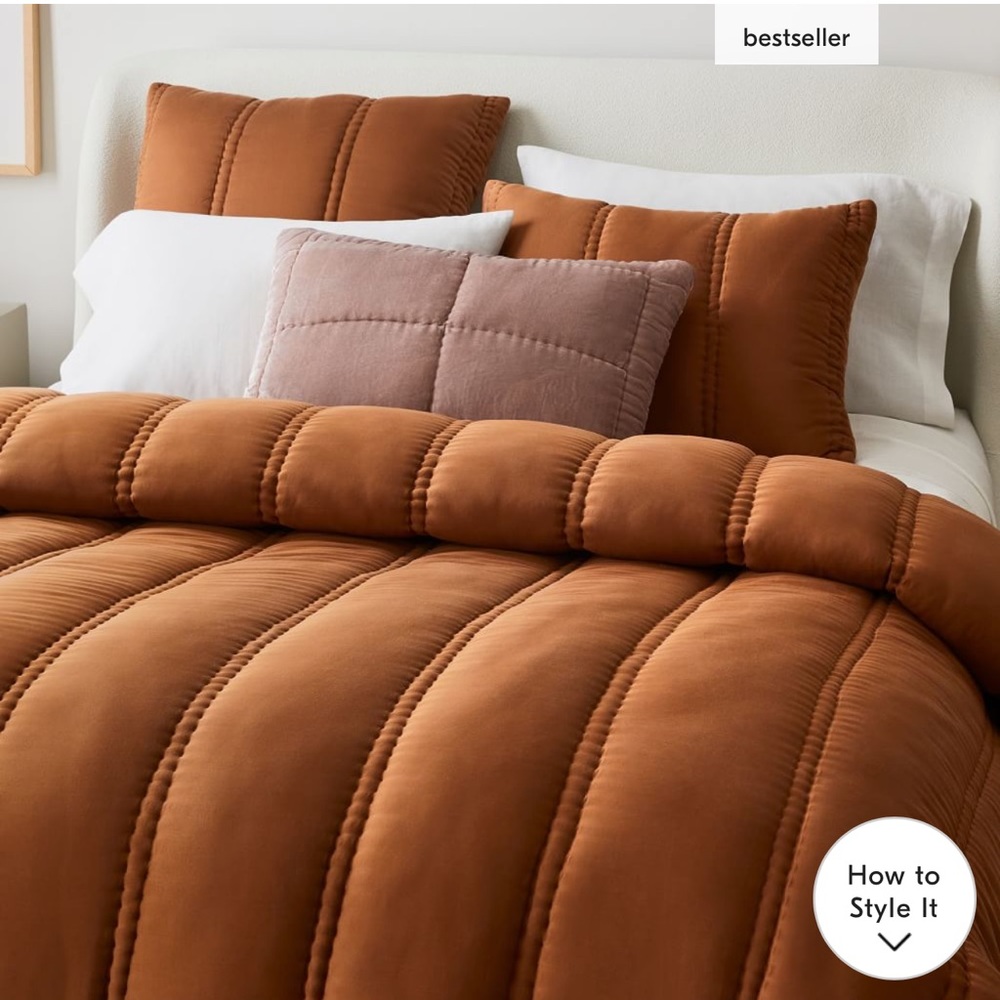west elm terracotta comforter & 2 shams full/queen - only used for a week!